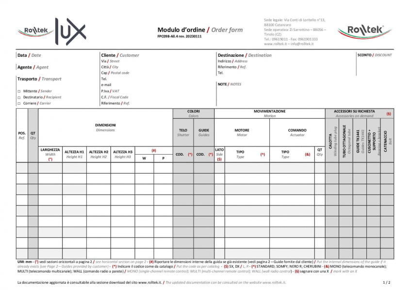 Modulo d'ordine